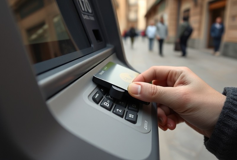Antes — Frente del terminal con un dispositivo extraño sobre la lectora.